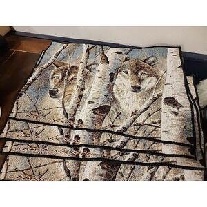 David Wenzal Wolf In Birch Trees Woven Placemats Placemat Lot 4 Wolves Tapestry